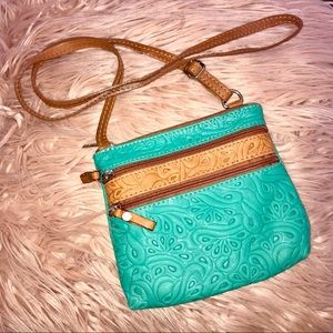Blue & brown leather purse